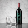 Cabernet Wine & 4 Brunswick Wine Glass Gift Set (Deep Etch 1 Color)